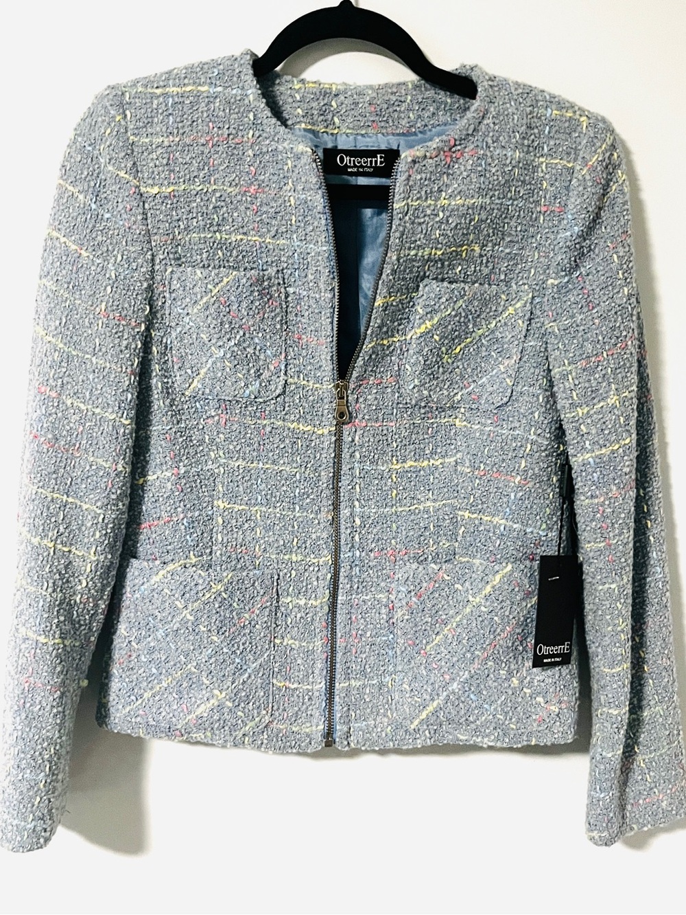 Women's Light blue/Gray Tweed Zip-Front Jacket